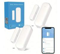 Shein 1/2/4 Paquetes de Sensores magnéticos de puerta Wifi BT blancos, Sensor de contacto, Sensores de puerta y ventana inteligentes Tuya, Mini sensores de