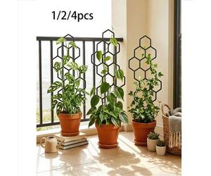 Shein 1/2/4 piezas Enrejado de planta de panal de 38x15cm, soportes de plástico resistente a la oxidación para enredaderas y flores en macetas, enrejados de