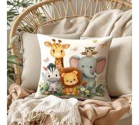 Shein 1/2/4 piezas Fundas de almohada con estampado de animales de la jungla lindos, Fundas de almohada decorativas del león y sus amigos, Lavables a máquin