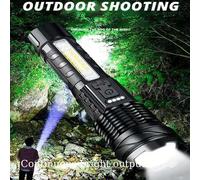 Shein 1/2/4 piezas Linterna portátil multifuncional para exteriores con 8 luces LED laterales de emergencia, batería recargable de 1200mAh, material de alta