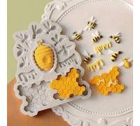 Shein 1/2/4 piezas Molde de silicona con diseño de abeja (incluyendo panal/abeja reina/cubo de miel) - Molde antiadherente apto para chocolate/fondant/jabón