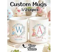 Shein 1/2/4 piezas Tazas personalizables con nombre de niños, 11/15oz, Tazas con nombre de Pascua, Tazas de niños, 4 colores de asa, Pascua, Conejo, Primave