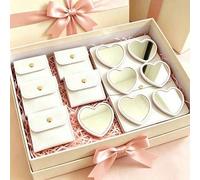 Shein 1/2/5/10/25/50 Sets Espejo de Maquillaje con Forma de Corazón y Bolsa de Maquillaje, Perfecto como Regalo de Graduación, Espejo de Bolsillo Portátil p