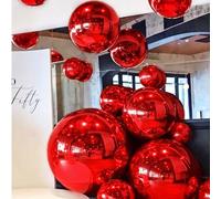 Shein 1/2/5 piezas de 22"/32" Globos de lámina de efecto 4D rojos, globos de lámina esféricos holográficos, flotantes, llenados con helio, adecuados para fi