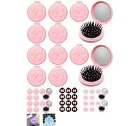 Shein 1/2/6/12/20 piezas Espejo plegable mini lindo y portátil, cepillo desenredante mini con lazo multicolor, espejo plegable, cepillo desenredante coqueto