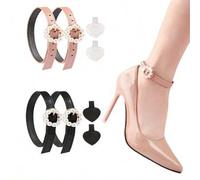 Shein 1/2 par de Tacones altos invencibles con hebilla de perlas circulares, Sandalias, Medias zapatillas, Zapatos holgados sin cordones, Correas antidesliz