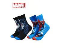 Shein 1/2 pares de calcetines de superhéroe de Marvel Spider-Man. Calcetines cómodos de personaje villano Venom para hombres. Suaves y transpirables, de lon