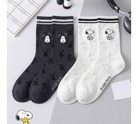 Shein 1/2 pares de calcetines oficiales de Snoopy en blanco y negro hasta el tobillo, adecuados para mujeres en verano, deportes y parejas. Estos calcetines
