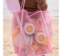 Shein 1/2 piezas Bolsa de almacenamiento de juguetes de playa para niños, bolsa de malla plegable de gran capacidad y peso ligero, esencial para el Día de l
