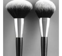 Shein 1/2 piezas Brocha de maquillaje grande portátil de color negro y plateado + Brocha de colorete con forma de lengua, 2 paquetes