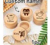 Shein 1/2 piezas Caja de madera personalizada para el Hada de los Dientes con nombre, Caja del Hada de los Dientes, Caja conmemorativa personalizada con nom