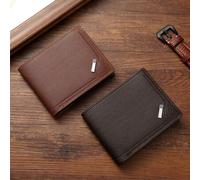 Shein 1-2 piezas Cartera corta de hombres de PU, billetera de cuadros suave de gran capacidad con múltiples ranuras para tarjetas, que puede almacenar bille