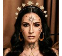 Shein 1/2 piezas Corona de diosa del sol estilo bohemio, diadema con estrellas y luna, accesorios para el cabello estilo bohemio, regalo, viaje, mujer, rega