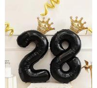 Shein 1/2 Piezas Globos de número extra grandes de 40 pulgadas con corona, globos de número de papel de aluminio negro con mini coronas doradas, adecuados p