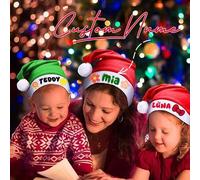 Shein 1/2 piezas Gorros de Navidad personalizados para niños y adultos, gorros de Papá Noel de tela no tejida para Navidad, gorros de Navidad para adultos/n