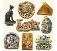 Shein 1/2 piezas Imanes de nevera de resina, figuras en relieve 3D del Faraón egipcio, las Pirámides de Giza, Anu lejandro Magno, la diosa gata Bastet,