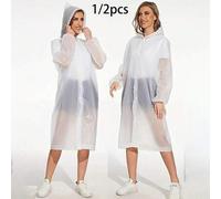Shein 1/2 piezas Impermeables reutilizables para adultos, ponchos de lluvia extra largos para adultos, abrigos de lluvia impermeables y gruesos, impermeable