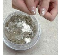 Shein 1/2 piezas Láminas de mica súper delgadas y brillantes, Chips de roca con brillo metálico, Suministros para arte de uñas, JoyerÃa para uñas, Pie