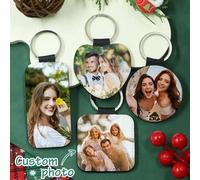 Shein 1/2 piezas Llavero de foto personalizado, Llavero de cuero con foto personalizado, Llavero con imagen personalizada, Regalo de cumpleaños, Regalo de a