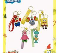 Shein 1/2 piezas Llavero de goma suave con muñeco de dibujos animados de Bob Esponja, llavero con colgante de Bob Esponja con forma de estrella y olor a pas