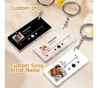 Shein 1/2 piezas Llavero personalizado de reproductor de música de acrílico, llavero personalizado con placa de canción, llaveros personalizados con foto/te