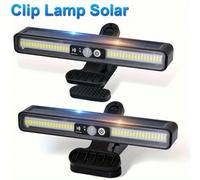 Shein 1/2 piezas Luces solares LED ultrabrillantes con abrazadera para valla y paisaje, 3 modos de iluminación con sensor de movimiento humano, lámpara colg