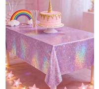 Shein 1/2 piezas Mantel desechable láser morado, 137*274cm Mantel de color arcoíris brillante, adecuado para decoración de cumpleaños, boda, fiesta de revel