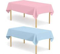 Shein 1/2 piezas Mantel rectangular de plástico desechable de 54x108 pulgadas - Mantel rosa y azul perfecto para revelar el sexo del bebé, cumpleaños y even