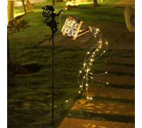 Shein 1/2 piezas Regadera solar metálica con luz, control de encendido/apagado automático, 36 LEDs que crean un ambiente de cascada, decoración para jardín