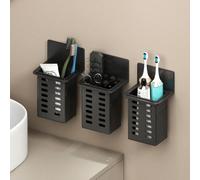 Shein 1/2 piezas Soporte de pared para cepillo de dientes y pasta de dientes para baño, pasta de dientes, peines, afeitadoras, sin necesidad de perforar, al