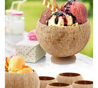 Shein 1/2 piezas Taza de coco pulido con temática hawaiana, taza de coco reutilizable para postre, helado, adecuado para boda, fiesta de graduación, decorac