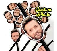 Shein 1/25 Unidades Pajitas personalizadas con fotos de rostros - Fotos recortadas a medida, completas con pajitas y accesorios para que las puedas adjuntar