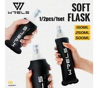 Shein 1/2pcs/1set 150ml/250ml/500ml Botella de agua portátil plegable y suave, botella de agua ligera con válvula de mordida de silicona, adecuada para cicl