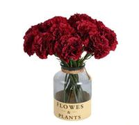 Shein 1/3/12/18 PIEZAS Claveles blancos artificiales, flores falsas para Día de la Madre, Día de San Valentín, centros de mesa de bodas, decoración del hoga