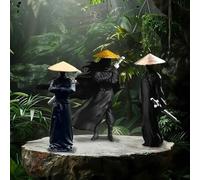 Shein 1/3/4 piezas Figura de resina de estilo anime del maestro de la espada samurái, estatua elegante de los tres mosqueteros con capa y espada, caballo, a