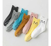 Shein 1/3/5/7 Pares de Calcetines de Yoga con Diseño de Gato 3D - Calcetines Antideslizantes Profesionales para Fitness, Tracción Deportiva Profesional, Ade