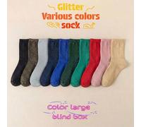 Shein 1/3/5 pares de calcetines cortos brillantes y con brillo para mujer, cómodos y versátiles calcetines tobilleros, adecuados para fiestas, reuniones y u