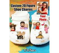 Shein 1/3/5 Personalizados 2D Dibujos Animados Personalizados Encantos Acrílicos para Zapatos, Decoraciones de Zapatos con Rostros de Adultos, Accesorios pa