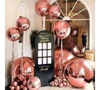 Shein 1/3/5 piezas Globos de Lámina de Efecto 4D de 22/32 Pulgadas Color Oro Rosa, Globos Redondos Gigantes 4D, Pueden Flotar, Se Llenan con Helio, Adecuado