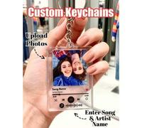 Shein 1/3/5 piezas Llavero personalizado con canción, llaveros personalizados con música y foto para hombres y mujeres, llavero de acrílico personalizable c