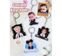 Shein 1/3/5 piezas Llavero personalizado con foto del Jefazo bebé, regalo de cumpleaños con explosión de cabeza del Jefazo bebé, recuerdo único, llavero con