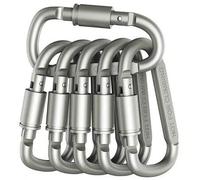 Shein 1/3/5 piezas Mosquetones de anilla en D gruesos y de alta calidad de 8 cm con cierre, hebillas de tuerca, ganchos colgantes, clips de mochila de aleac