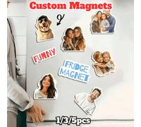 Shein 1/3/5 UNIDADES - Imanes personalizados para nevera con fotos, Imanes magnéticos para nevera de 3-5 pulgadas, Imanes para nevera con formas personaliza