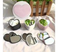 Shein 1/3/6/10/20/30/50/80/100 piezas Espejo de bolsillo con forma de corazón, diseño minimalista moderno, alta definición, mini espejo de maquillaje, dormi