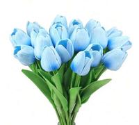 Shein 1/3/6/12 piezas Tulipanes azules románticos modernos de simulación, ramos de tulipanes de plástico falsos, flores artificiales, plantas de florero fal