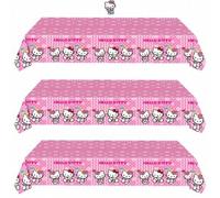 Shein 1/3/6 piezas Mantel con tema de Hello Kitty, mantel impermeable para fiesta/vacaciones o telón de fondo, adecuado para cumpleaños, boda, picnic, plást