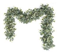 Shein 1/3/60 piezas, Guirnalda artificial de 70 pulgadas/5.9 pies de hojas de eucalipto de dólar plateado y flores de Gypsophila, adecuada para Navidad, dec