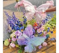 Shein 1/3 Paquetes de Mariposas Artificiales de Hilo de Seda, Adecuadas para Decoraciones de Boda, Exhibiciones de Ventana de Gasa Falsa de Mariposas Gigant