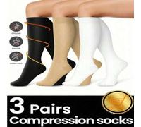 Shein 1/3 pares de calcetines de compresión de fibra de cobre, calcetines hasta la rodilla de 15-20 mmHg adecuados para ciclismo, fútbol, baloncesto y corre