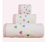 Shein 1/3 pieza Toalla de baño o toalla de mano de felpa de coral con bordado de corazón, unicolor absorbente, conjunto para parejas, suave y amigable con l